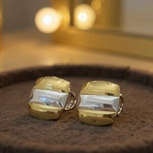 NWT‎ Fashion Earrings Chunky Geometric Stud Earrings - Gold and Silver